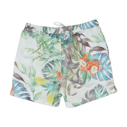 White Tropical Swim Bottom