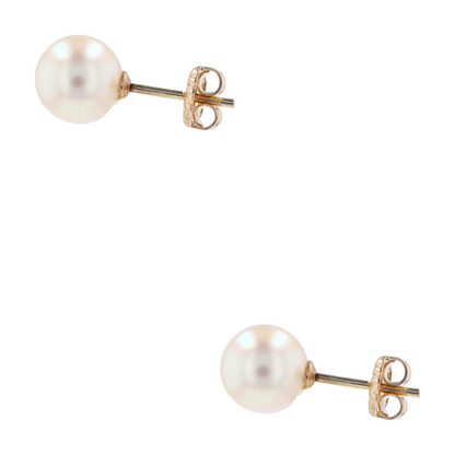 14K Yellow Gold Cultured Pearl Stud Earrings