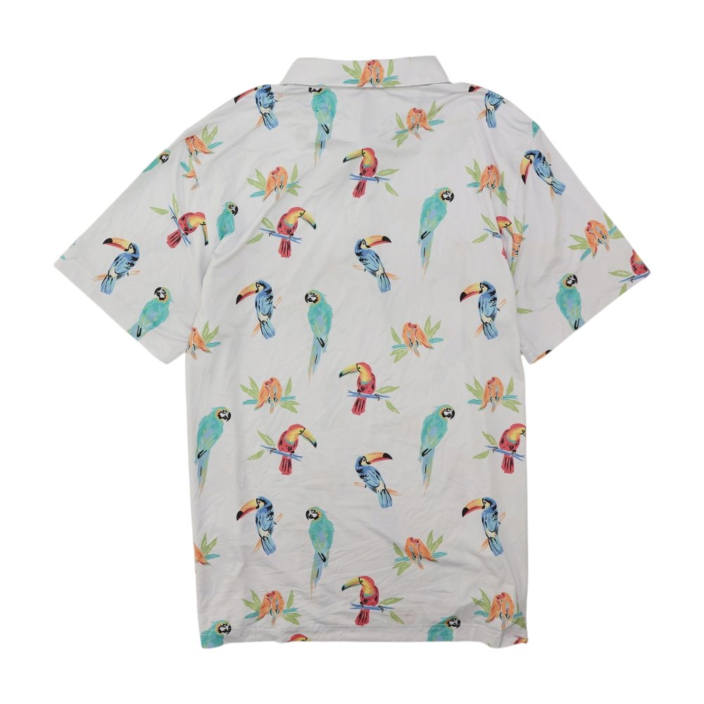 White Print Short Sleeve Polo