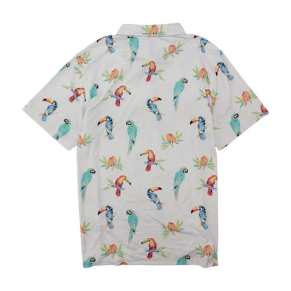 White Print Short Sleeve Polo