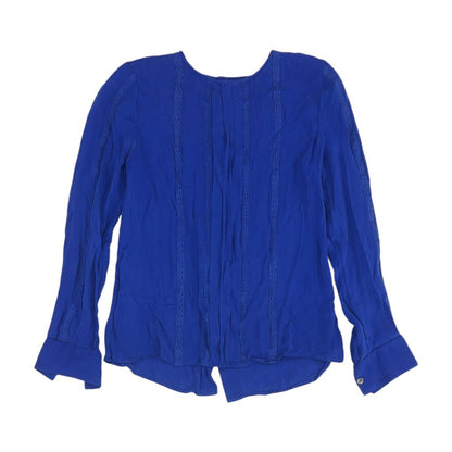 Navy Solid Long Sleeve Blouse