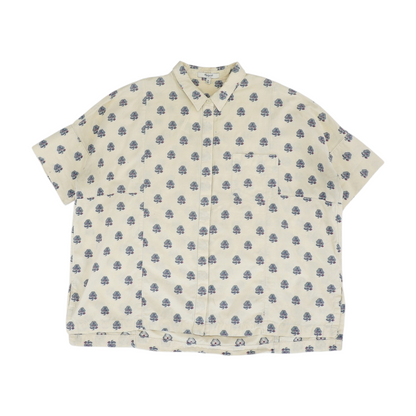 Beige Print Button Down
