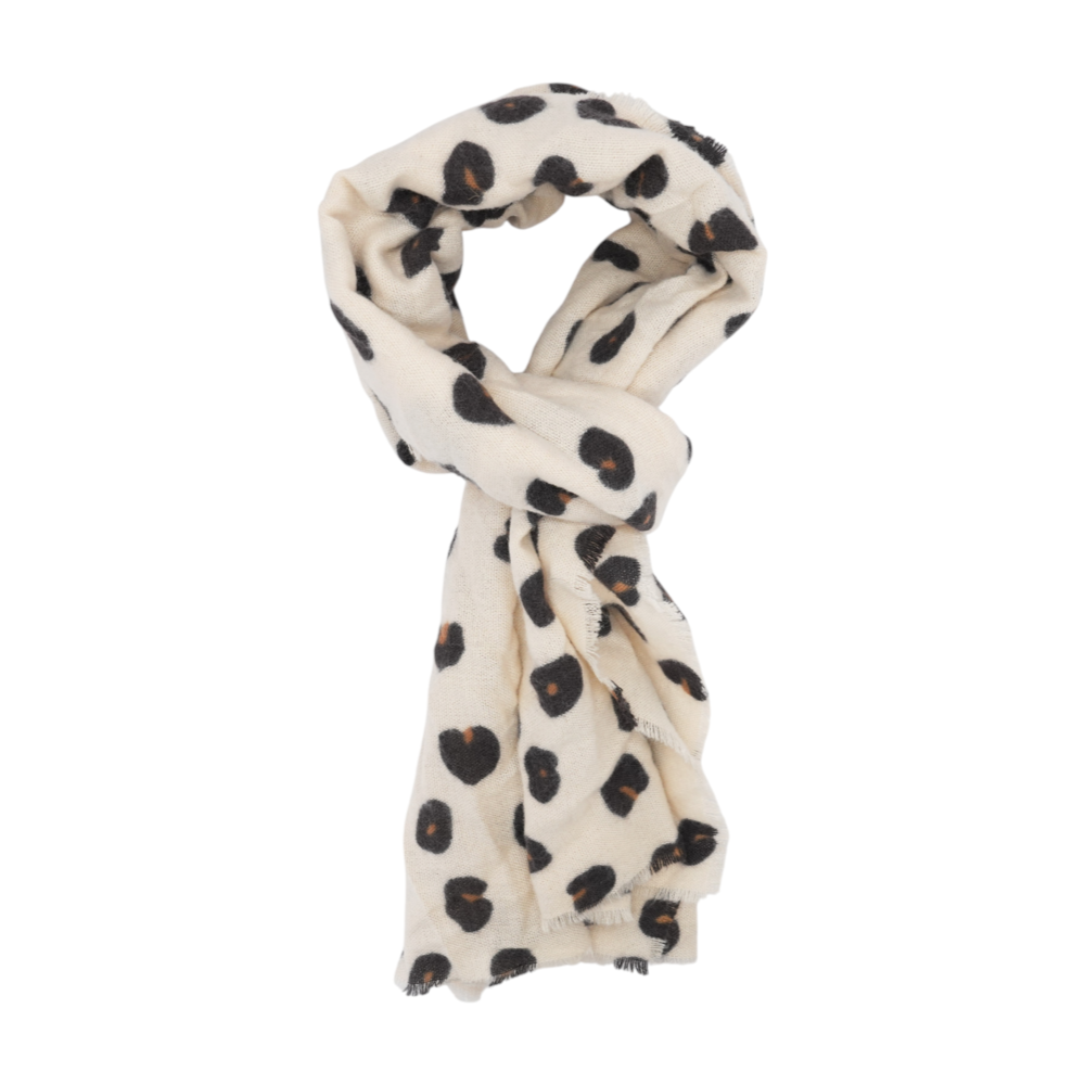 Beige Animal Print Acrylic Scarf