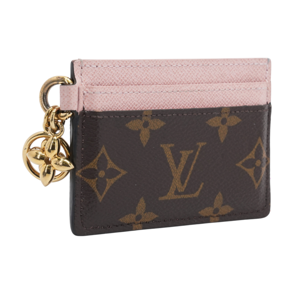 Monogram LV Charms Card Holder in Rose Ballerine Pink