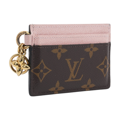 Monogram LV Charms Card Holder in Rose Ballerine Pink