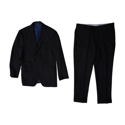 Navy 100% Wool Solid Suit