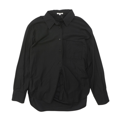 Black Solid Long Sleeve Button Down
