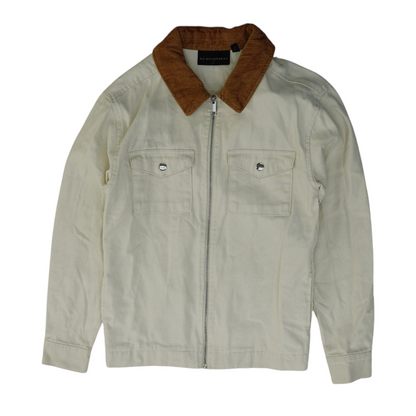 Beige Solid Denim Jacket