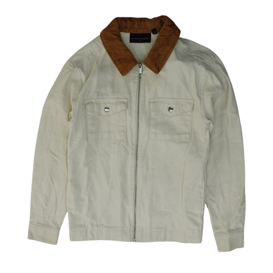 Beige Solid Denim Jacket