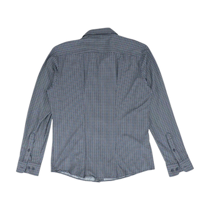 Navy Geometric Long Sleeve Button Down