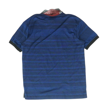 Blue Striped Short Sleeve Polo