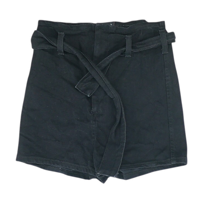Black Solid Denim Shorts
