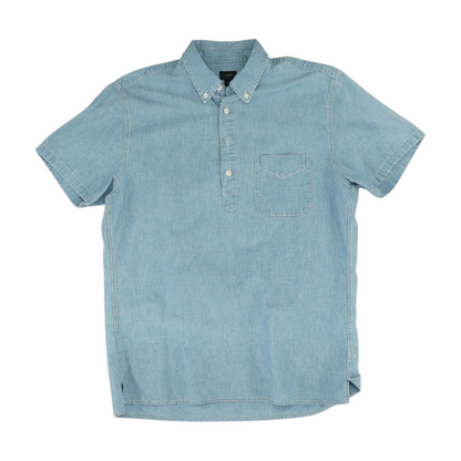Blue Solid Short Sleeve Polo