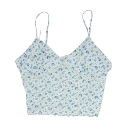 White Floral Cropped Blouse