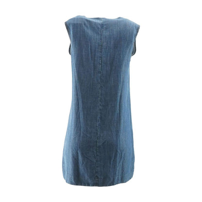 Blue Solid Midi Dress
