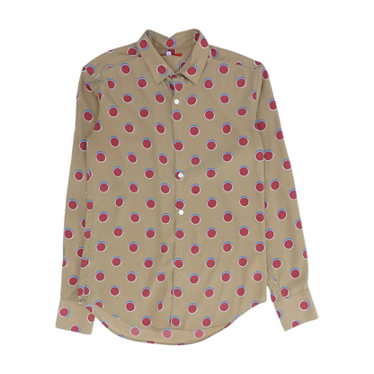 Brown Polka Dot Long Sleeve Button Down