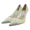 Jimmy Choo Silver and Ivory Love Glitter-Tulle Pumps 100mm – Image 1