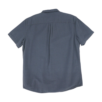 Gray Solid Short Sleeve Button Down