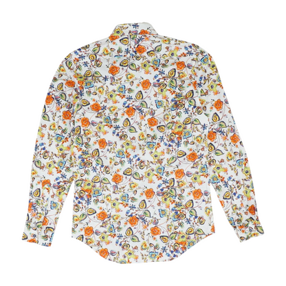 White Floral Long Sleeve Button Down