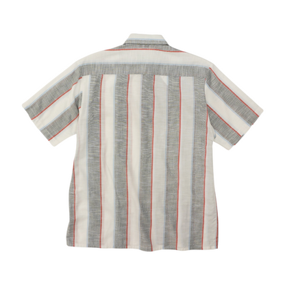 Vintage White Striped Short Sleeve Button Down