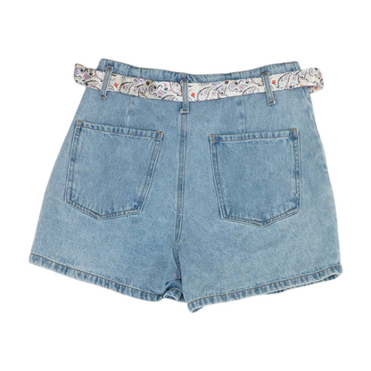 Blue Solid Denim Shorts
