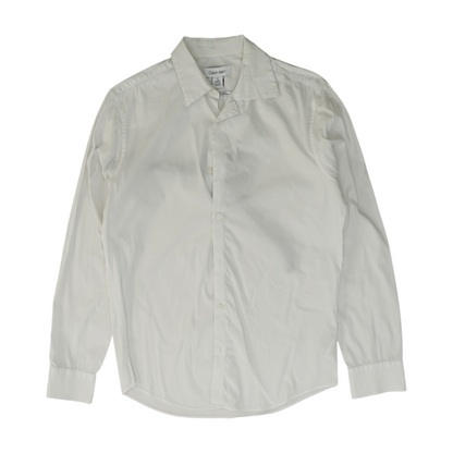 White Solid Long Sleeve Button Down