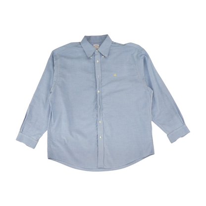 Blue Solid Long Sleeve Button Down
