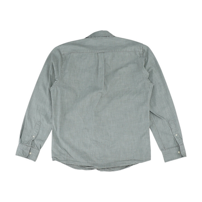Gray Solid Long Sleeve Button Down