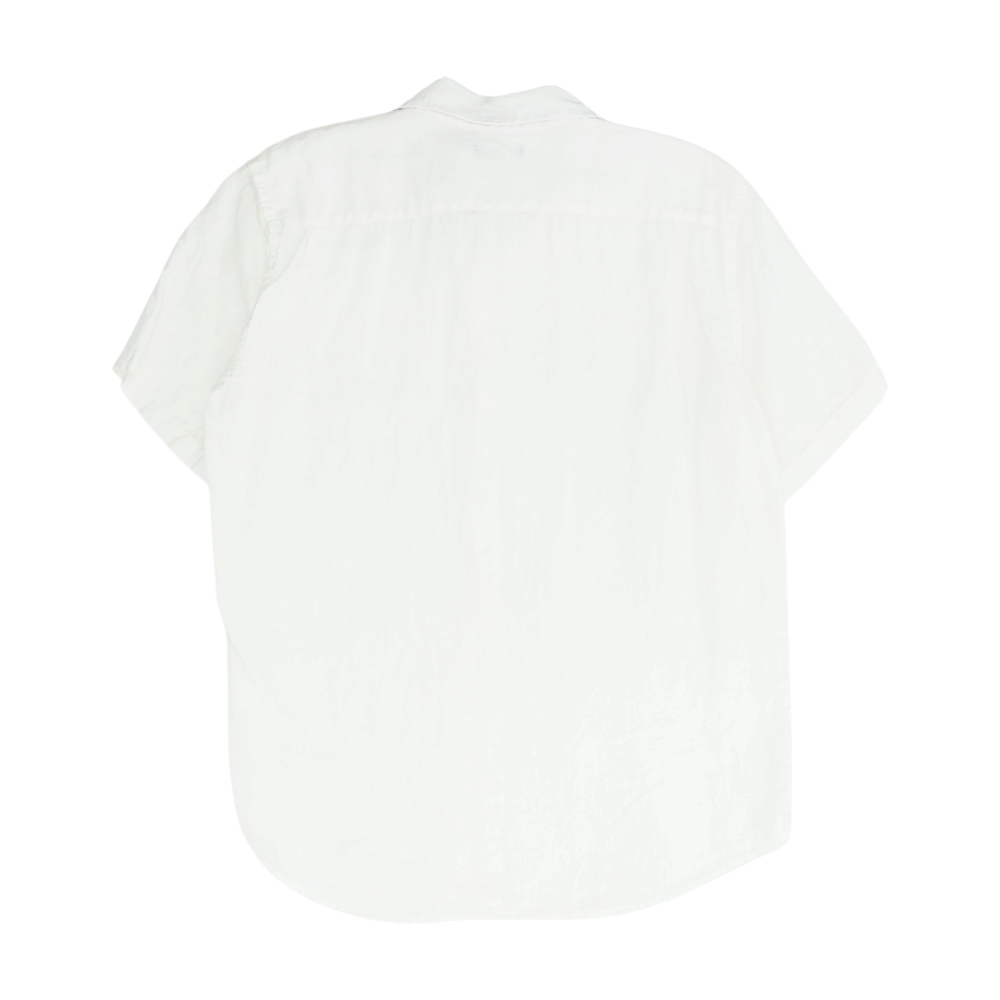 White Solid Short Sleeve Button Down