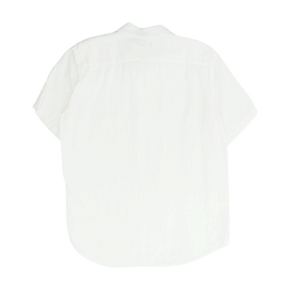 White Solid Short Sleeve Button Down