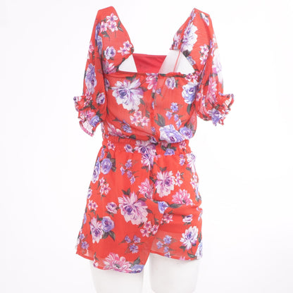 Coral Floral Romper