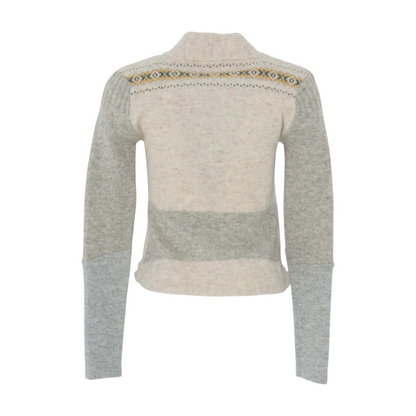 Beige Color Block Cardigan Sweater