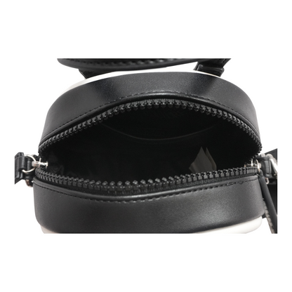 Black Mini Faux Leather Bowling Bag