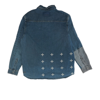 Blue Solid Flannel Button Down
