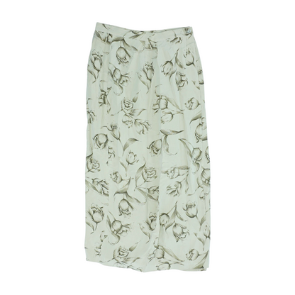 Vintage Beige Floral Maxi Skirt