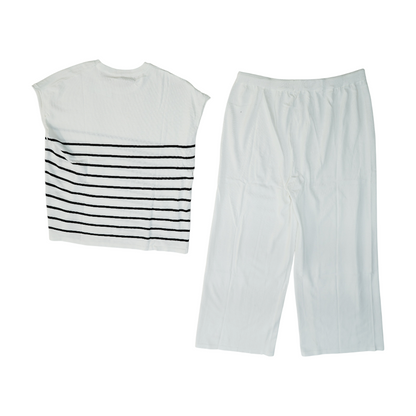 White Striped Pant Set