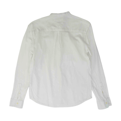 White Solid Long Sleeve Button Down
