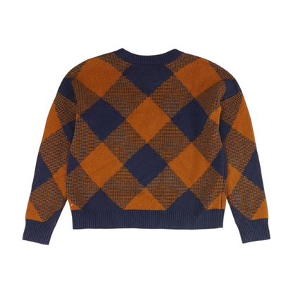 Navy Argyle Pullover Sweater