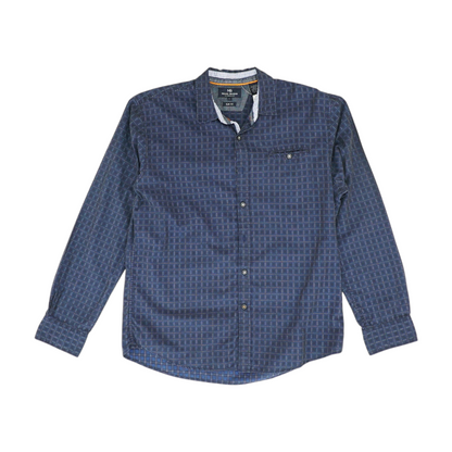 Navy Check Long Sleeve Button Down