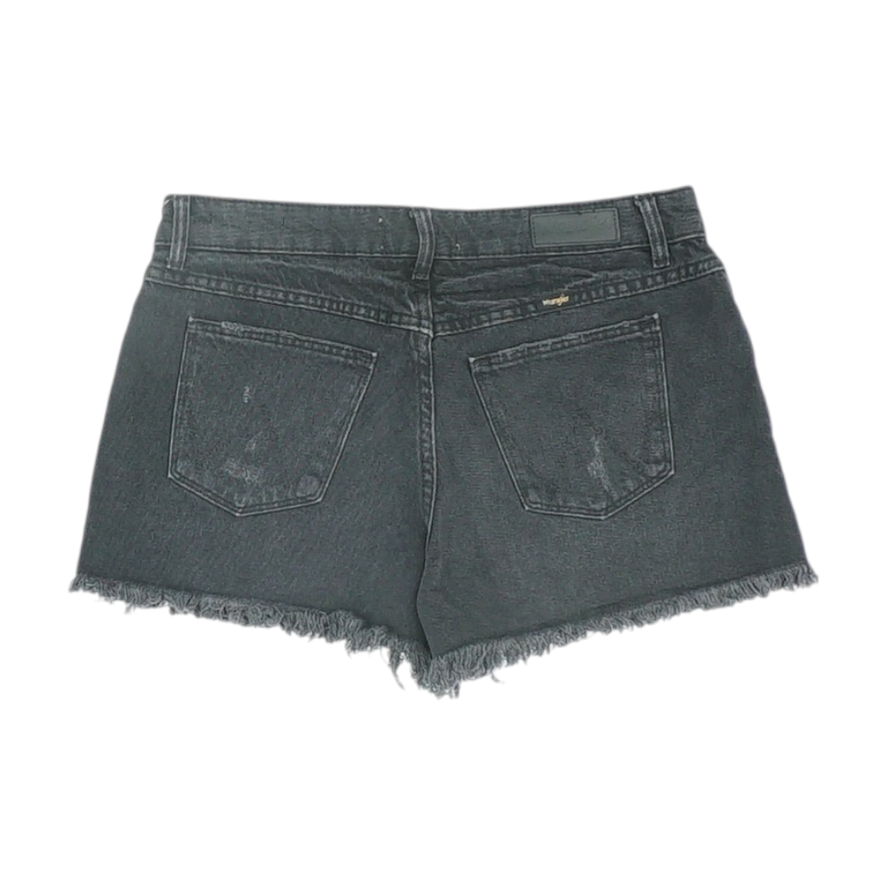 Black Solid Denim Shorts
