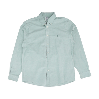 Green Solid Long Sleeve Button Down