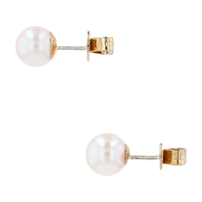 14K Yellow Gold Cultured Pearl Stud Earrings