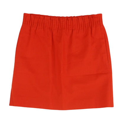 Red Solid Midi Skirt
