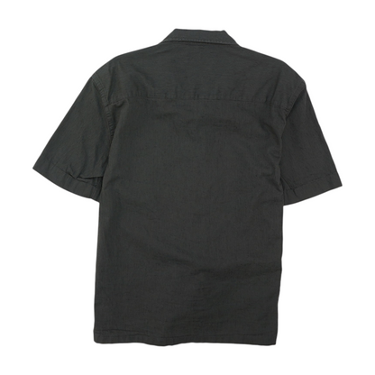 Gray Solid Short Sleeve Button Down