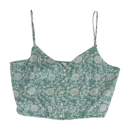 Green Floral Sleeveless Blouse