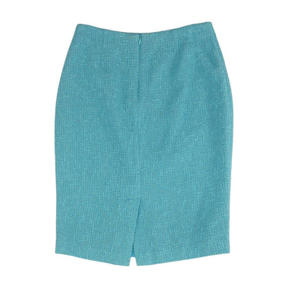 Blue Solid Midi Skirt