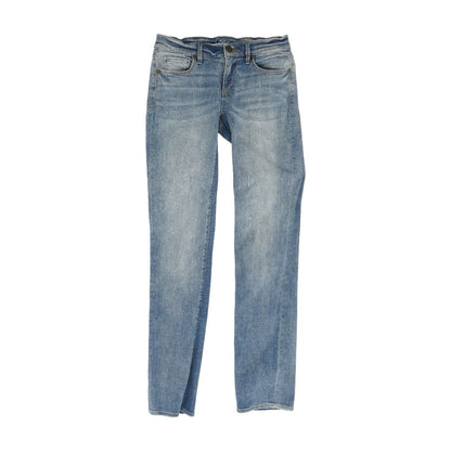 Blue Solid Straight Leg Jeans