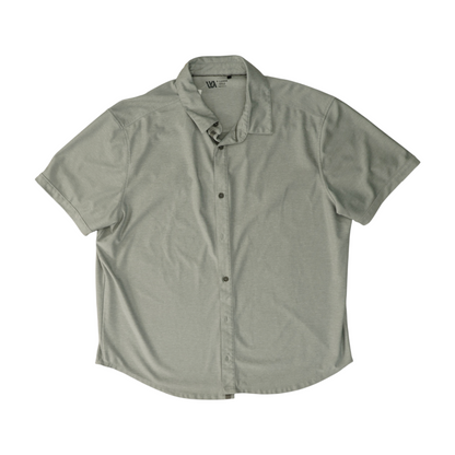 Gray Solid Short Sleeve Button Down
