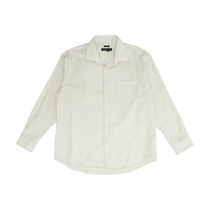 Beige Solid Long Sleeve Button Down