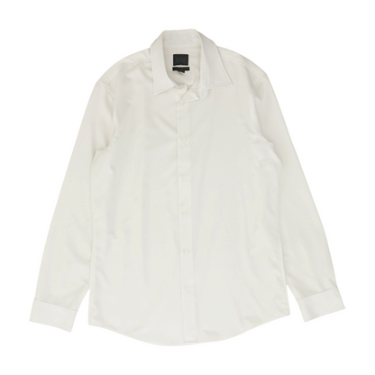 White Solid Long Sleeve Button Down